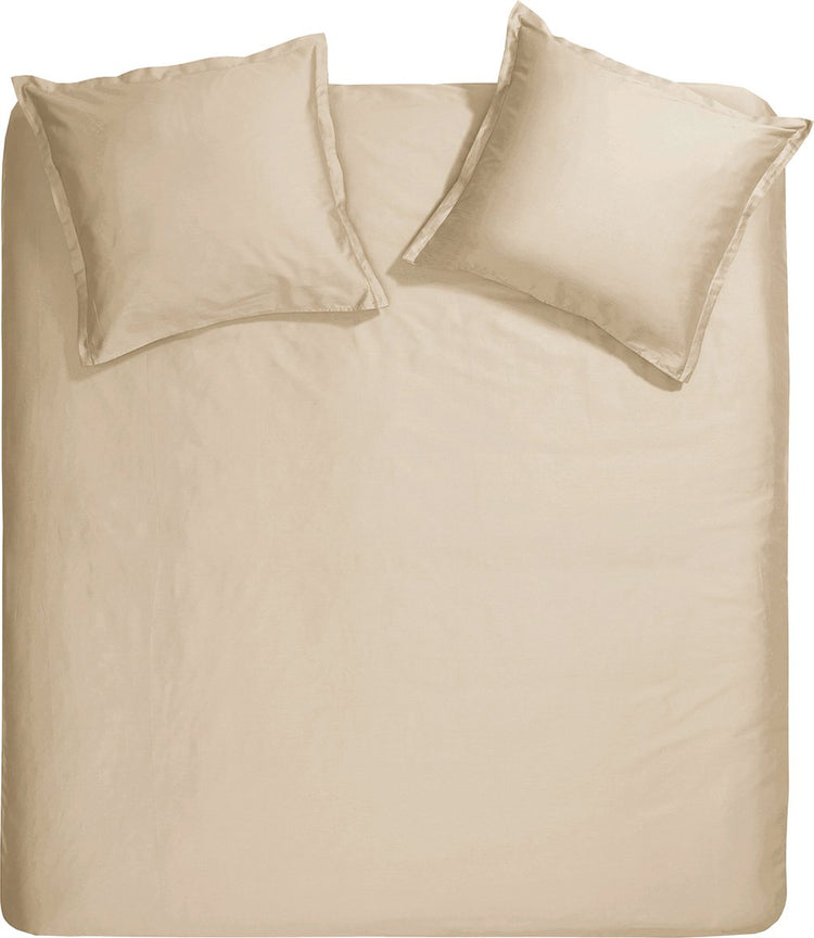 Housse de couette Cendrillon dimanche - 2 personnes - satin - 200x200 220 cm - sable clair + 2 taies d'oreiller 60x70