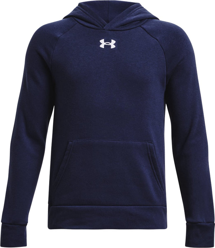 Under armour ua rival polaire sweat à capuche-bleu pull de sport pour garçons - marine minuit - blanc