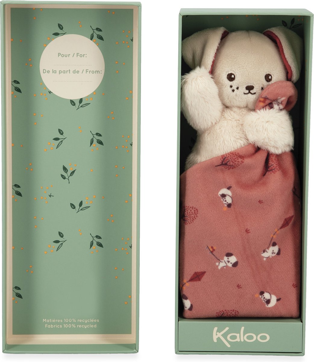 Kaloo - carre douceur - doudou - chien - rouge brique