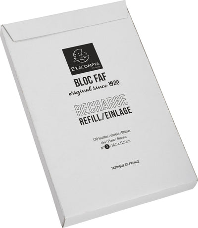 Exacompta recharge faf 18,5x11,5cm n°3 170 feuilles unies - blanc - 12513e