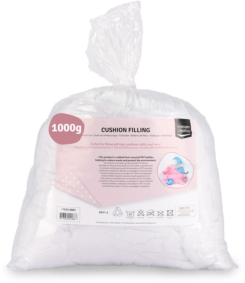 Remplissage de coussin Vaessen creative - rembourrage pour peluches - matériau de remplissage en polyester - 1000 g
