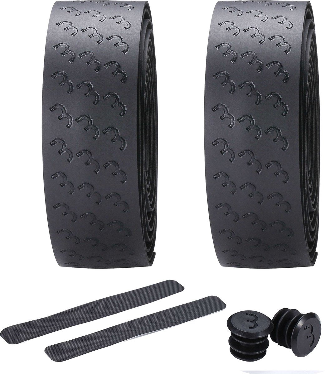 Bbb cycling guidoline vélo de course - meilleure adhérence et absorption des chocs - longueur : 200 cm - épaisseur : 2,5 mm - y compris les capuchons de guidon - noir - guidoline en gel ultraribbon bht-15g