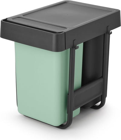 Brabantia sort go poubelle encastrable - 2 x 15 litres - vert jade et gris foncé