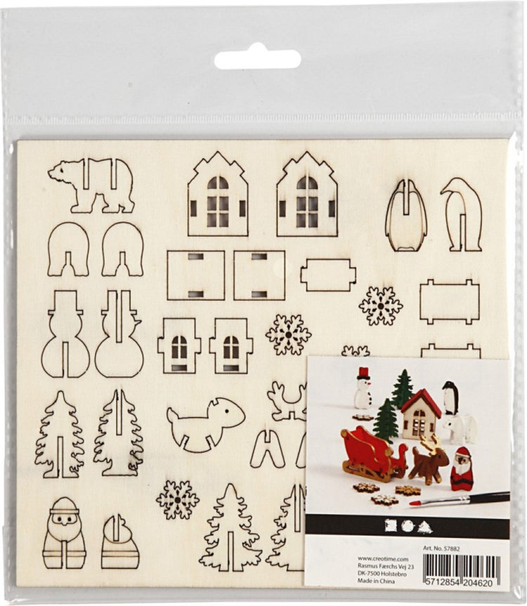 Creativ company figurines en bois DIY, Noël, L : 15,5 cm, l : 17 cm, épaisseur 3 mm, 1 boîte