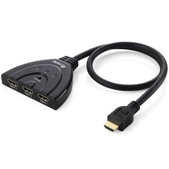 Équipement 332703 Interrupteur HDMI 3x1, 1920 x 1080 pixels, Full HD, noir