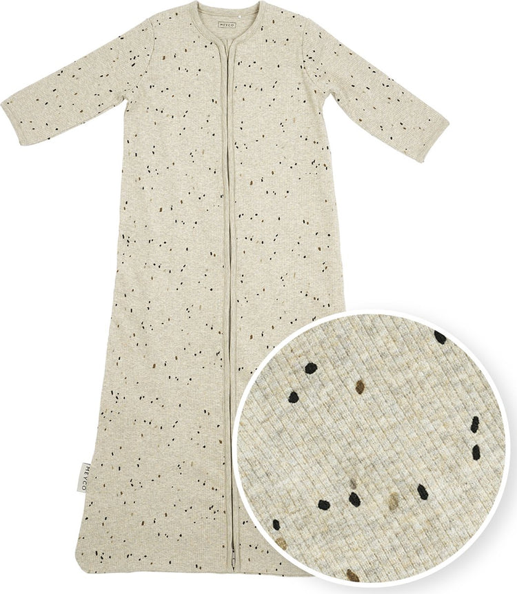 Gigoteuse bébé Meyco baby rib mini spot avec manches - sable mélangé - 110 cm - 1,0 tog
