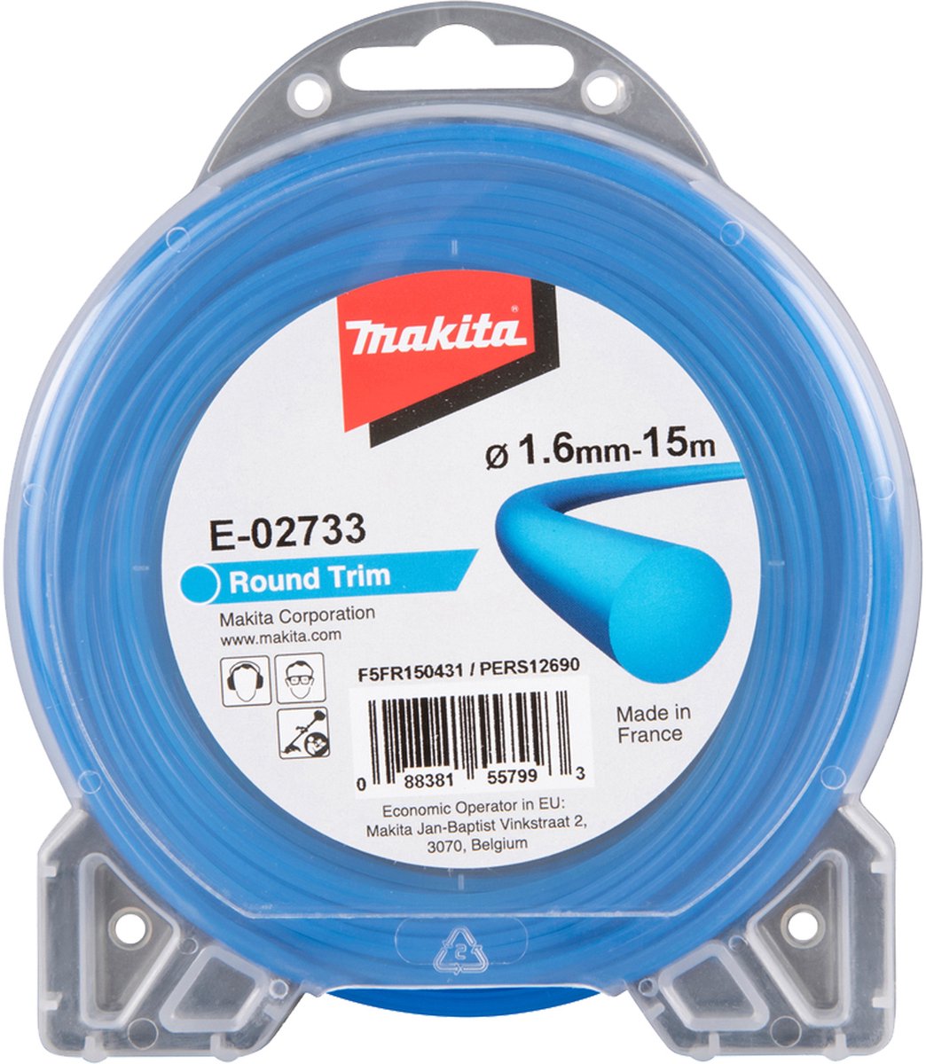 Makita e-02733 fil de coupe rond 1,6 mm 15 m pour coupe-herbe à batterie 181 heures 100 heures 3000 heures 3500