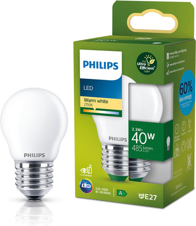 Philips LED Philips LED ultra efficace - lampe boule - mate - 40w - culot E27 - lumière blanc chaud dimmable - classe énergétique a