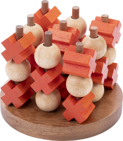Longfield tic tac toe (moyen) – jeu à 3 en bois – tic tac toe – jeu de réflexion classique – 2 joueurs – taille compacte – cœur d'ange