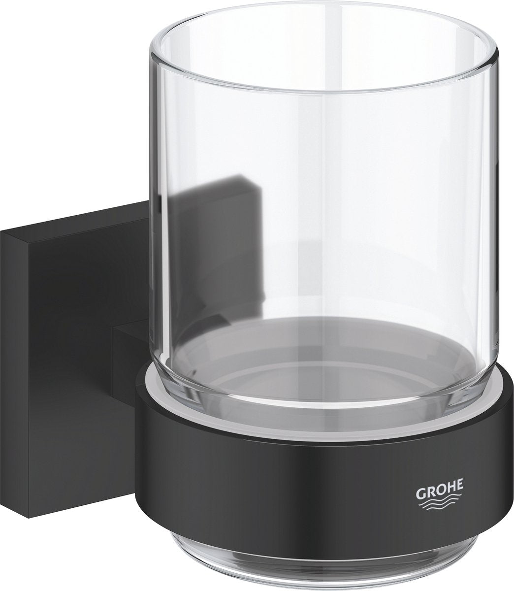 Grohe quickfix start cube verre avec support - verre métal - noir mat