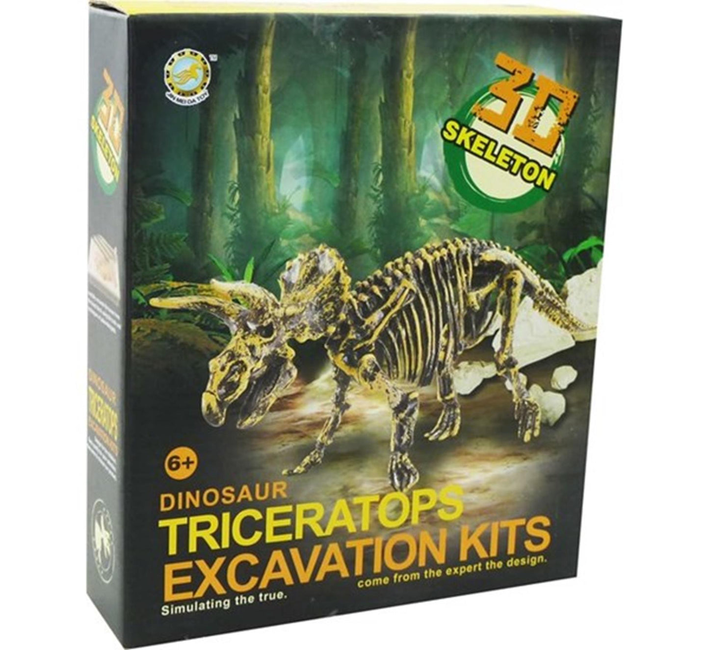 Aro sculptant un squelette de dinosaure tricératops 23cm
