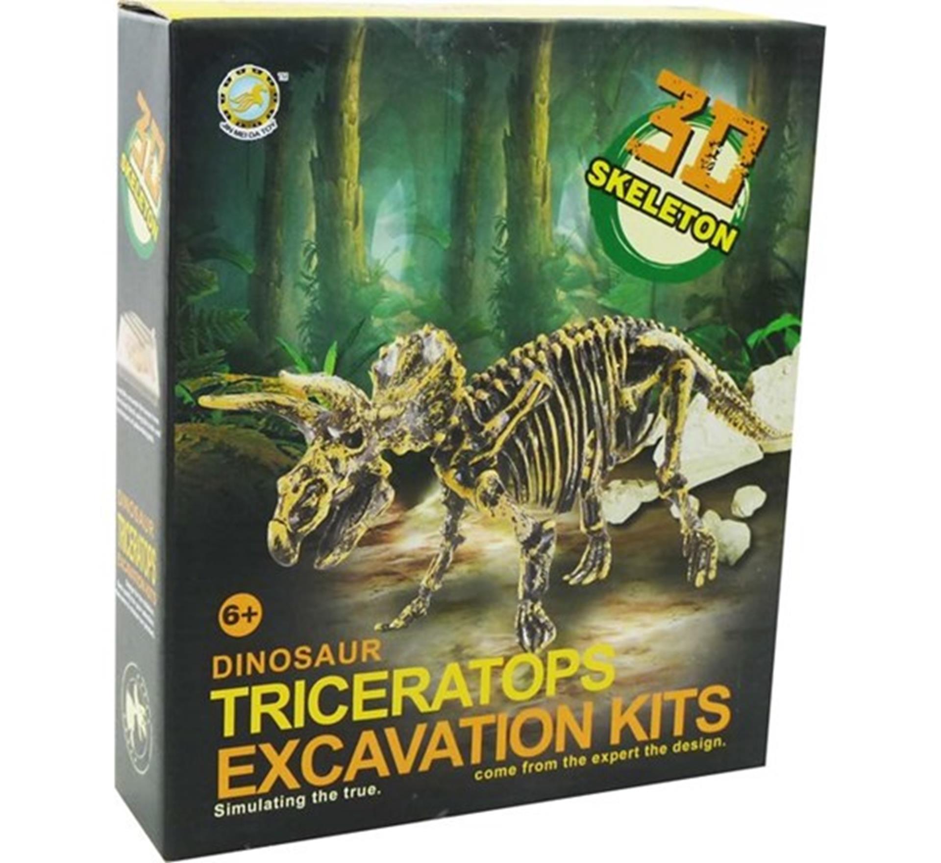 Aro sculptant un squelette de dinosaure tricératops 23cm