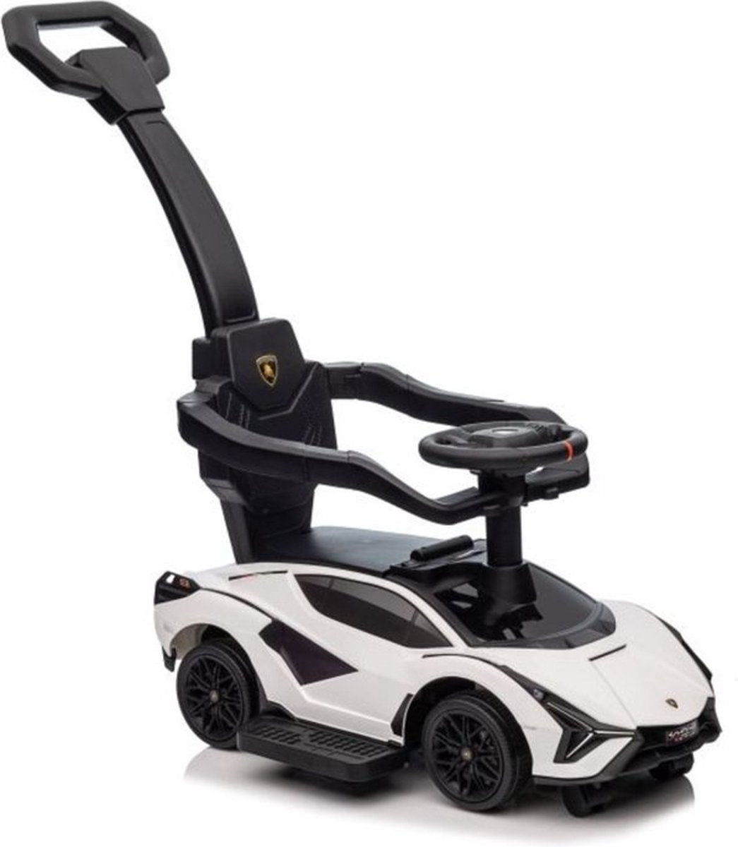 Voiture de marche Viking Choice - Lamborghini Qls-996t - avec barre de poussée - 85x44x95 cm - blanc