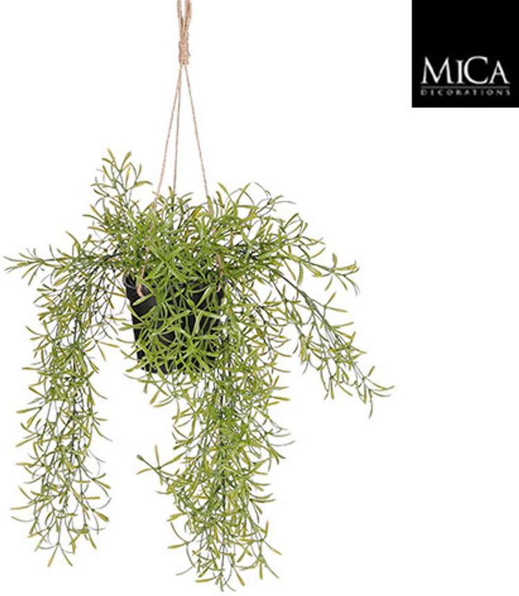 Mica decorations rhipsalis plante artificielle suspendue en pot - h40 x ø9,5 cm - vert