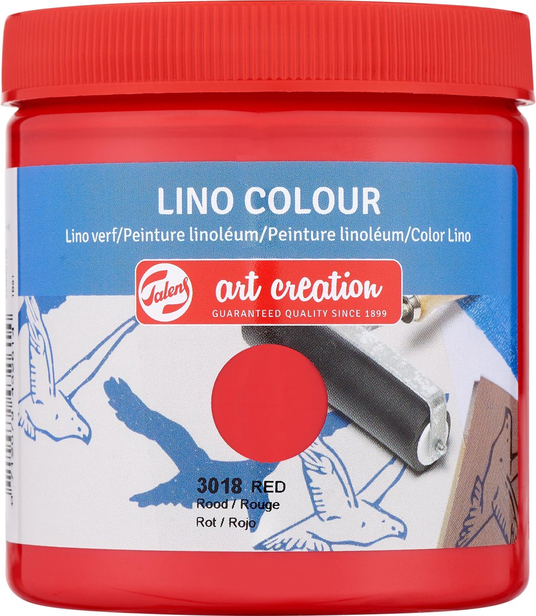 Talens art création peinture lino 250ml - rouge - linoléum - impression en bloc