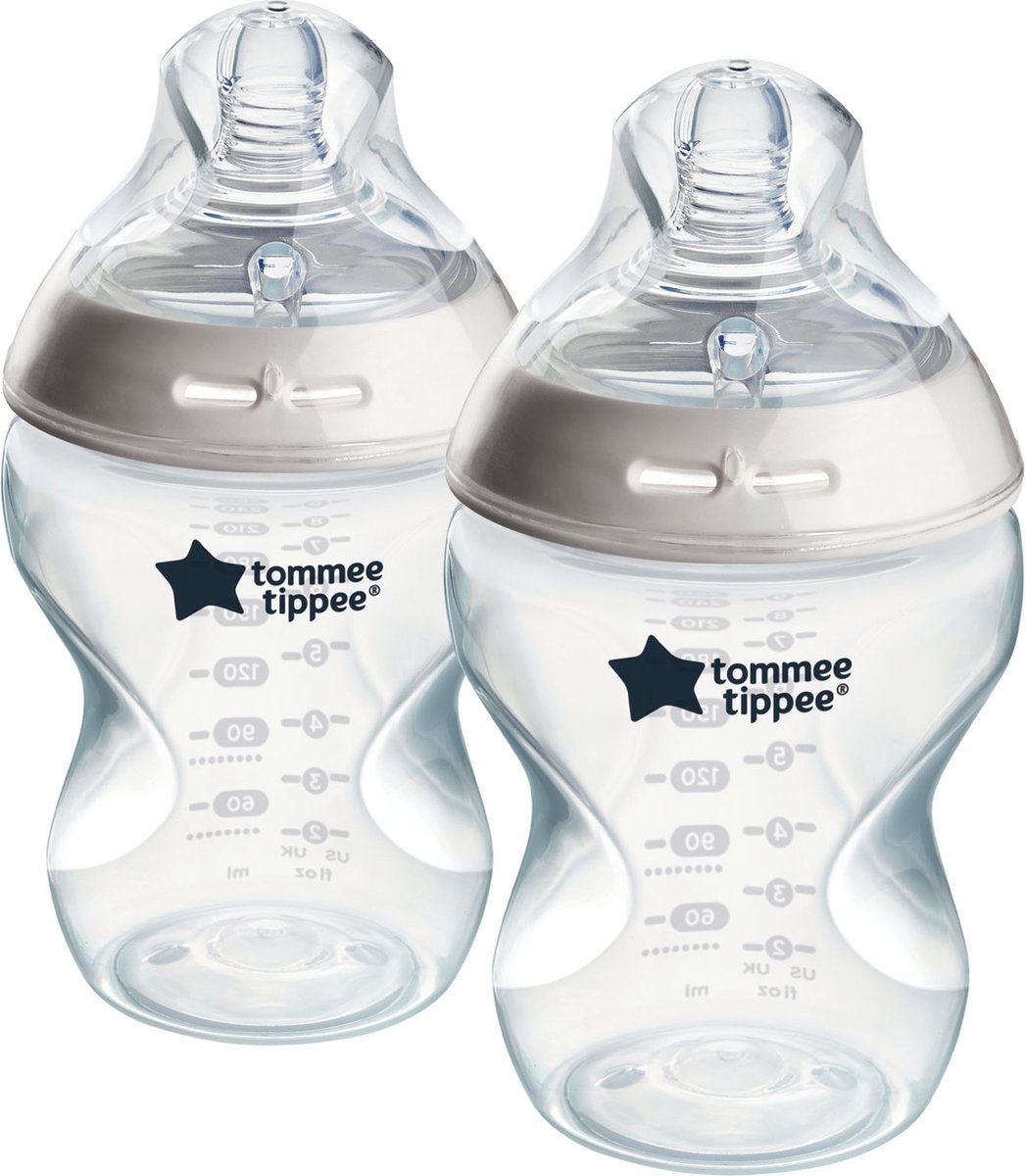 Tommee tippee biberons natural start - lot de 2 biberons 260 ml - faible débit 3 mois+