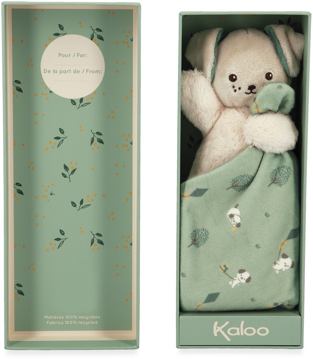 Kaloo - carre douceur - doudou - chien - vert
