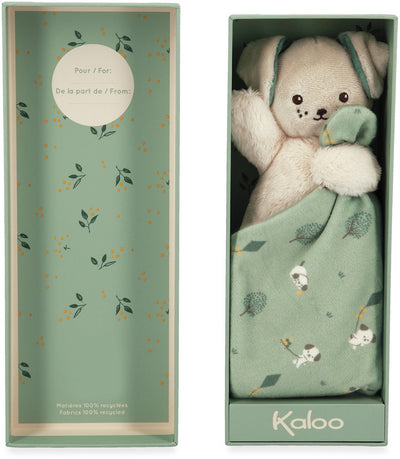 Kaloo - carre douceur - doudou - chien - vert