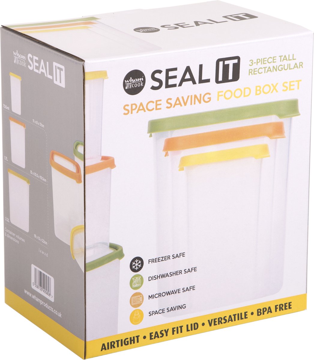 Wham seal it boîte de rangement rectangle pcs
