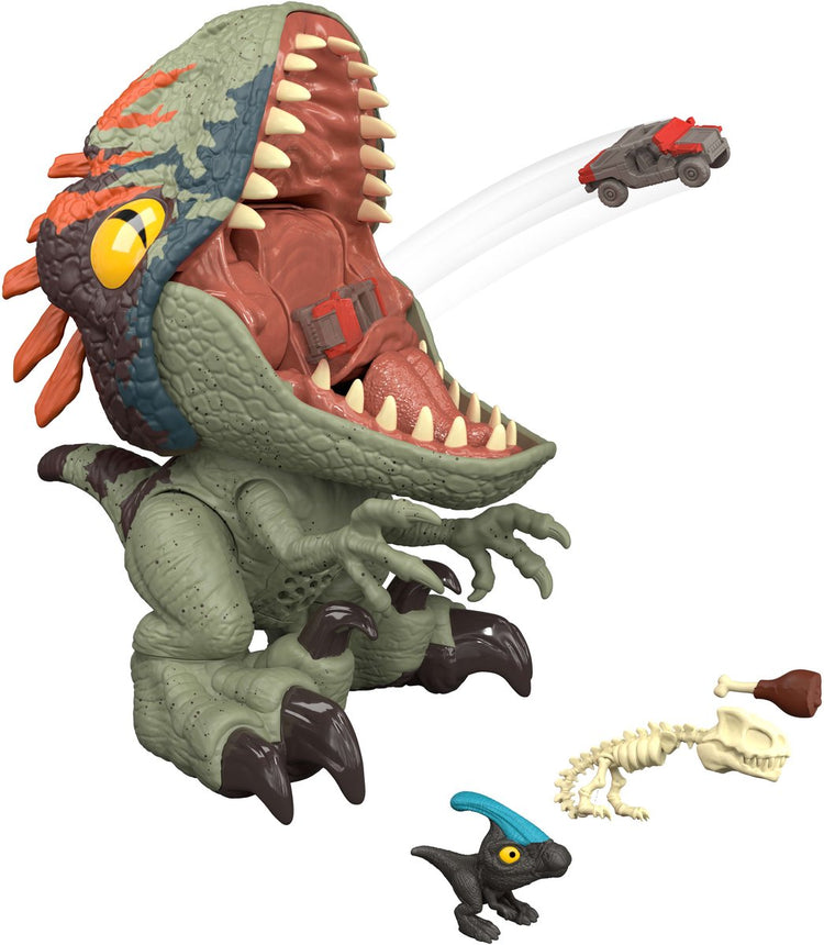 Mattel Jurassic World Fierce Feeder Velociraptor - Dinosaure avec fonction interactive d'hirondelle et de crachat