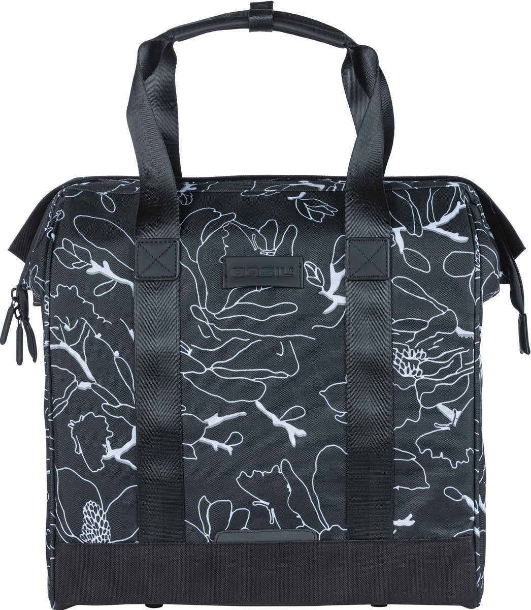 Basil Grand Flower Fietshopper - Sac à eau noire - Dispst avec boîte d'ordinateur portable - 23L