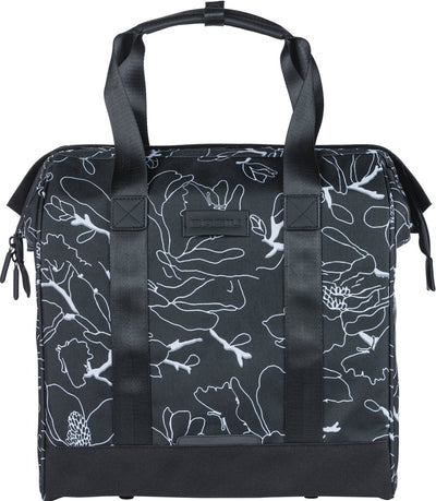 Basil Grand Flower Fietshopper - Sac à eau noire - Dispst avec boîte d'ordinateur portable - 23L