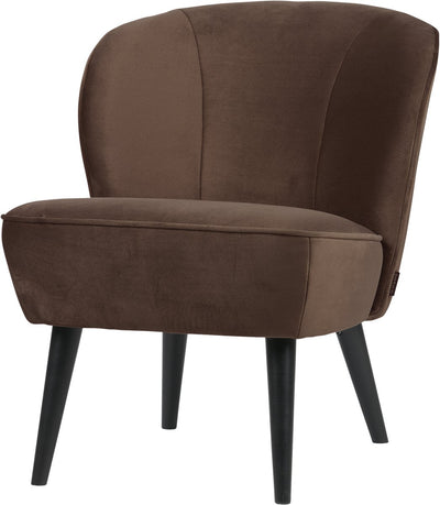 Fauteuil Sara Woood - velours - marron foncé - 71x59x70
