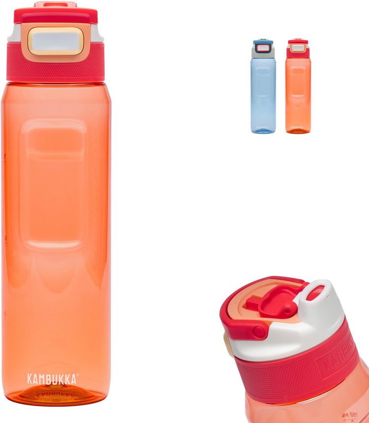 Gourde Kambukka Elton 1l - ambiance orange avec couvercle 3 en 1 et nettoyage facile