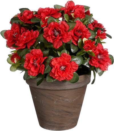 Plante artificielle décorations Mica - azalée - rouge - en pot - 31 cm - fausses plantes