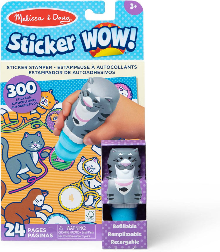 Melissa Doug Sticker Wow!™ Bloc d'activités de 24 pages et tampon d'autocollants, 300 autocollants – Chat