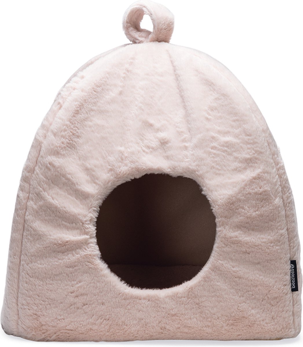 Beeztees moza - maison pour chat - panier pour chat - peluche - rose - 40x40x40 cm