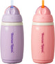 Tommee tippee gobelet isotherme avec paille active - 2 pièces - 266 ml - gourde anti-fuite pour tout-petits à partir de 12 mois - rose et violet