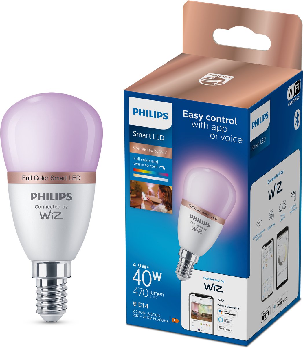 Philips Lighting philips smart Lighting - lampe boule - éclairage LED intelligent - lumière colorée et blanche - e14 - 40w - mat - wi-fi