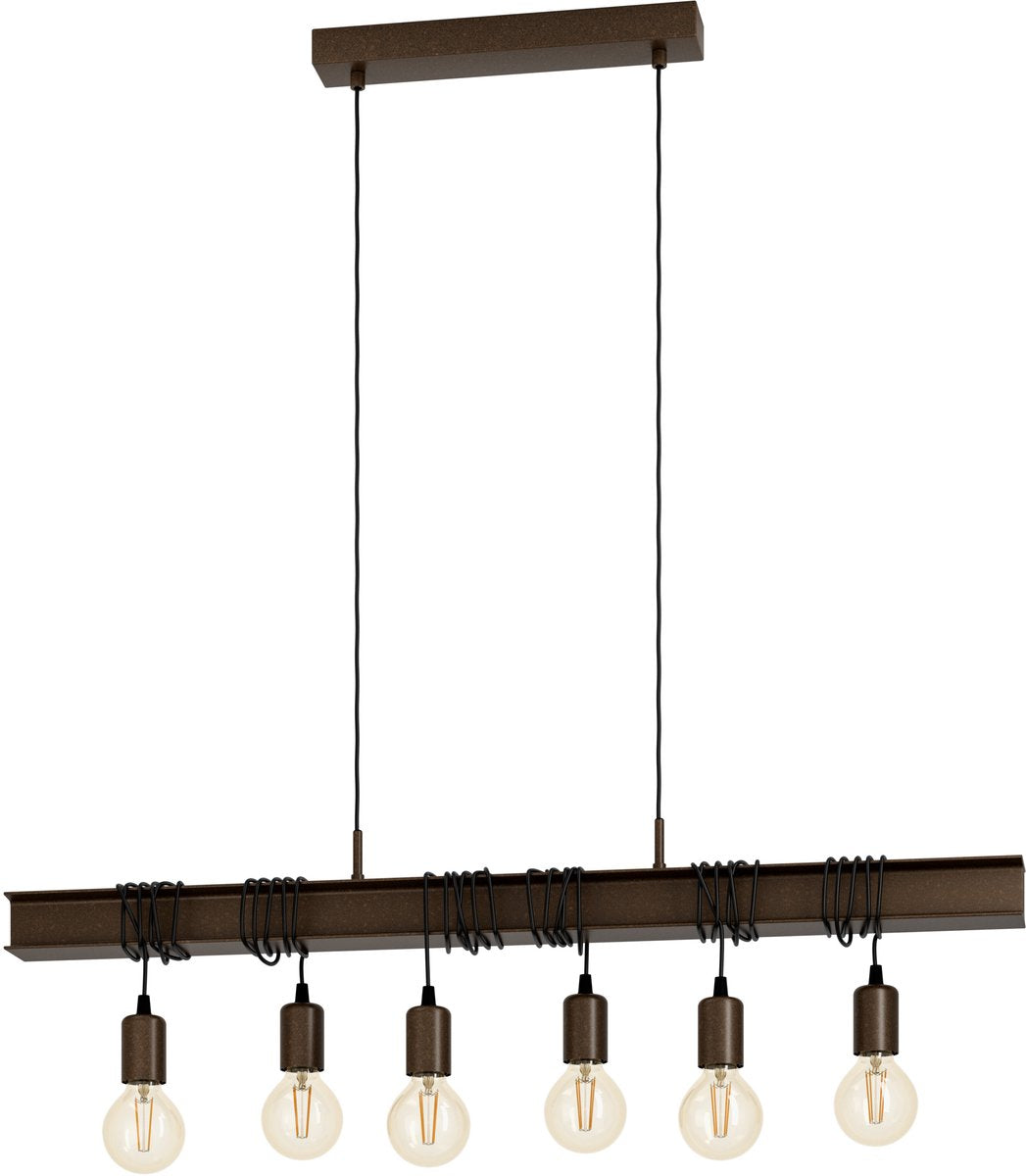 Suspension Eglo townshend 4 - e27 - 100,5 cm - marron antique