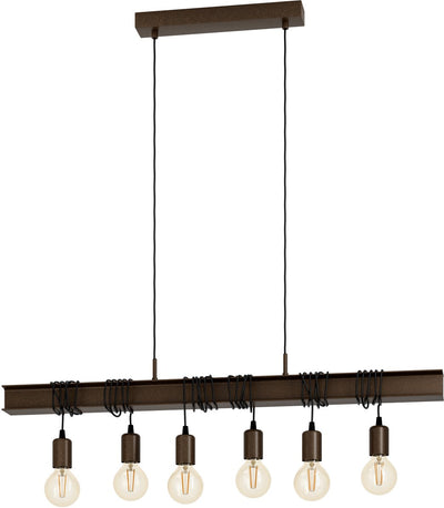 Suspension Eglo townshend 4 - e27 - 100,5 cm - marron antique