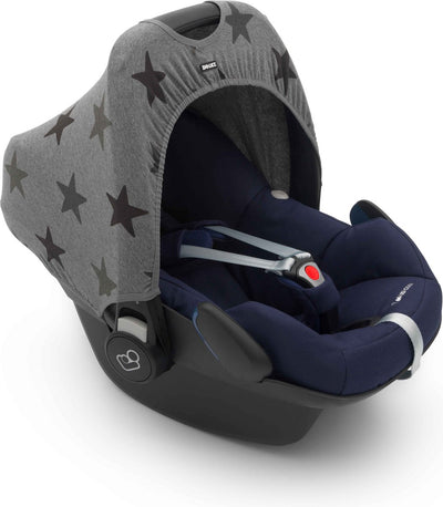 Sweat à capuche Dooky pour siège auto 0+ - étoiles grises - pare-soleil universel avec protection UV UPF40+ - confortable et lavable protège de la lumière, du vent et de la pluie
