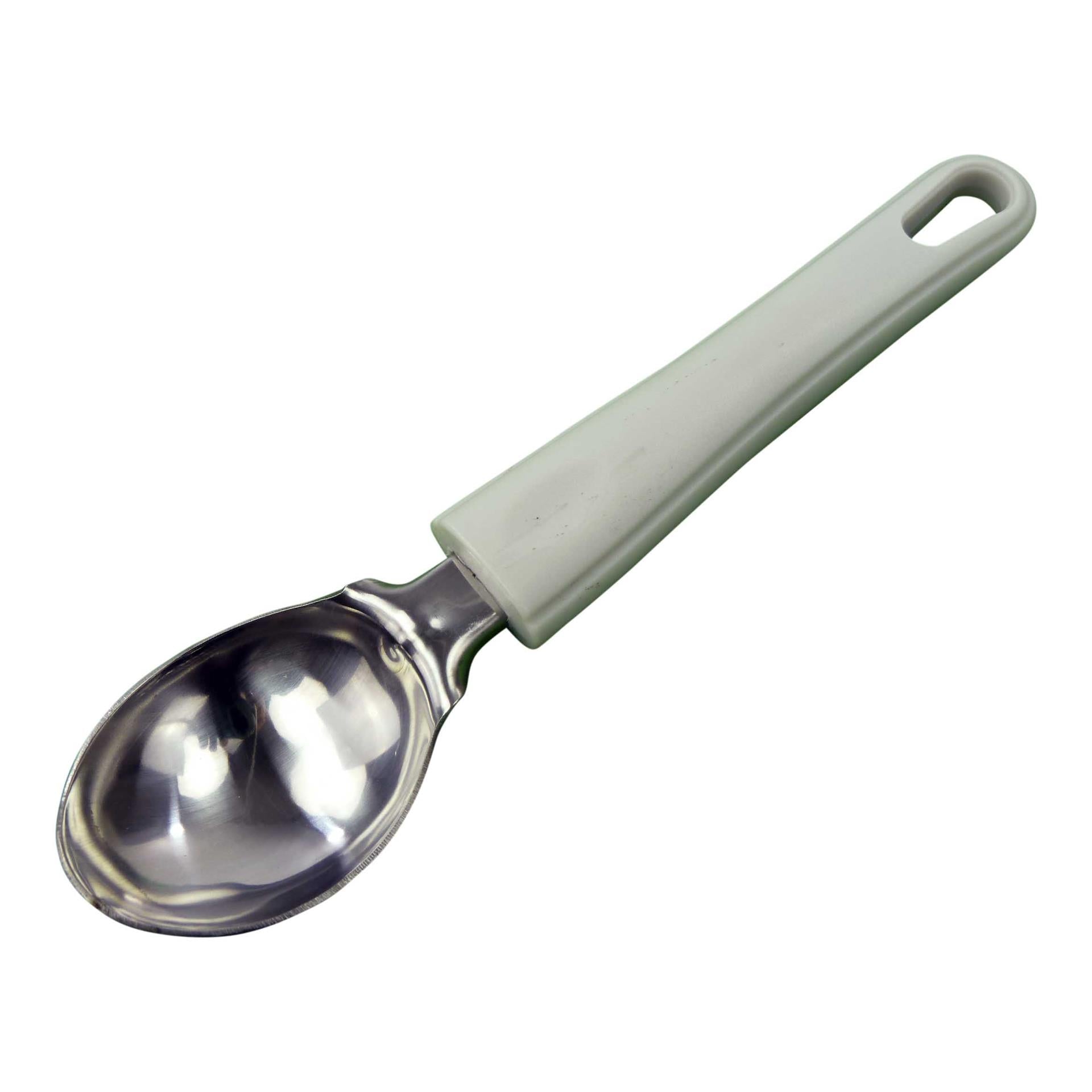 Cuillère à glace Aro houseware en acier inoxydable avec manche en plastique blanc
