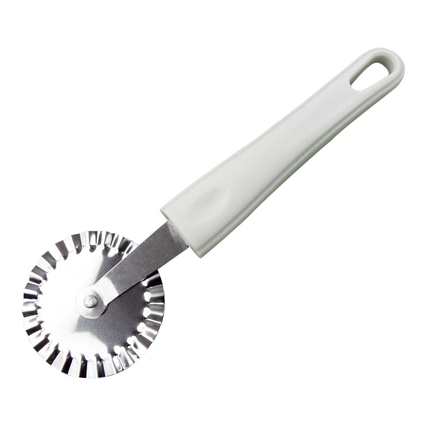 Coupe-pizza Aro houseware en acier inoxydable avec manche en plastique blanc