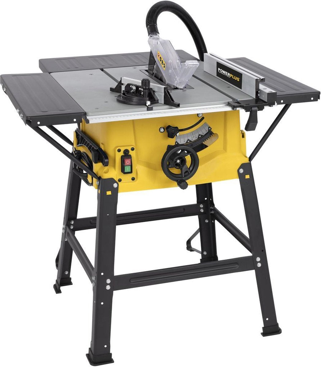 Scie à table électrique Powerplus powx07595 - scie 2000w, ø250mm - droite, coudée, onglet - table extensible 563x583mm - avec 1 acc.
