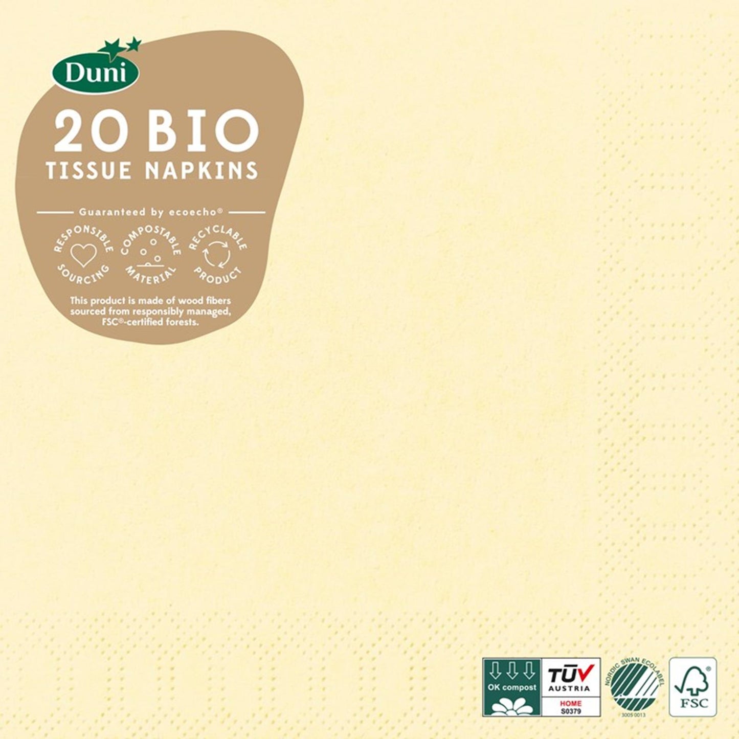 Serviettes Duni 33x33 crème