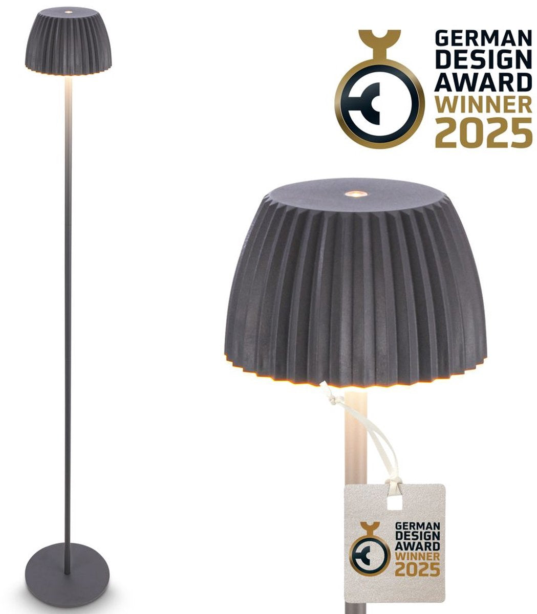 B.k.licht briloner champ - lampadaire rechargeable - lampe sur pied sans fil - dimmable - réglable en hauteur - pour intérieur et extérieur - anthracite - ø19 x 124 cm