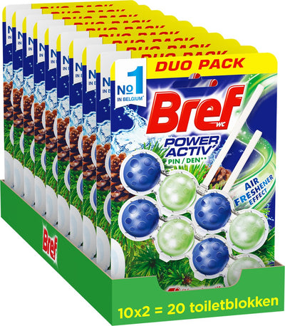 Bref - power activ - den - bloc sanitaire - toilettes propres et fraîches - protection contre la saleté - pack économique - 10 x 2 pièces