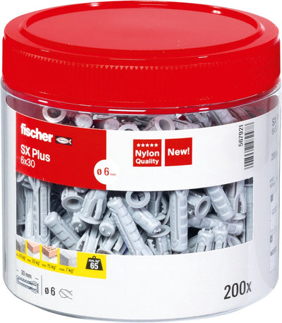 Fischer sx plus 6×30 – cheville en nylon pour béton et maçonnerie | 200 pièces