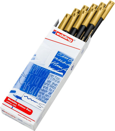 Feutre à dessin (stylo de couleur) Edding 1200 doré métallisé - pointe ronde - 1-3 mm - boîte de 10 pièces