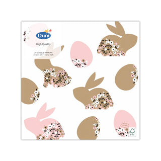 Napkins de Pâques fleurissant les lapins 33x33 cm
