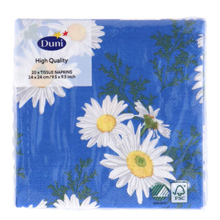 Duni serviettes Daisy Blue 24x24 cm