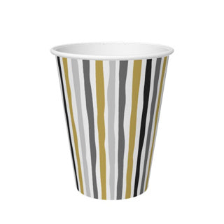 Tasses rayures or noir 24 cl 10 pièces