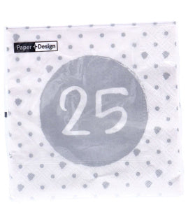 Serviettes 25e anniversaire 33x33 cm