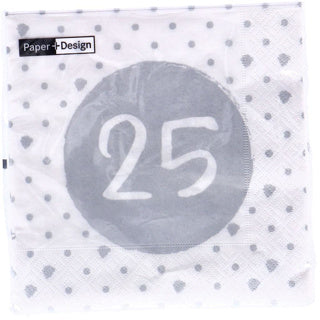 Serviettes 25e anniversaire 33x33 cm