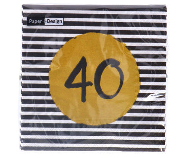 Serviettes 40e anniversaire 33x33 cm